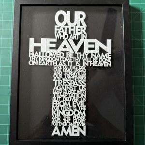 Lord's Prayer Cross in Shadow Box Wall Hanging
